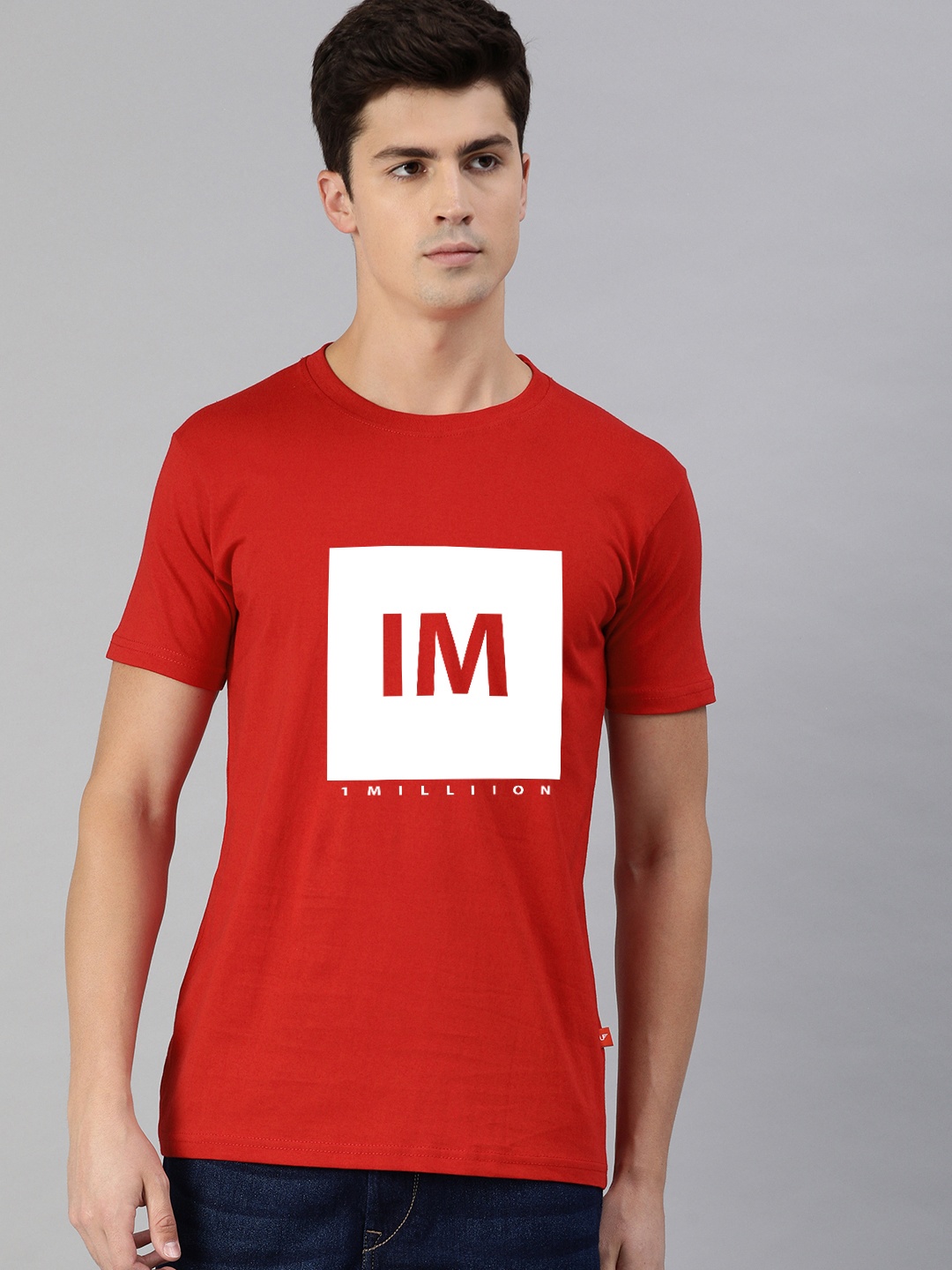 UNSULLY Men Red Typography Printed Dri-FIT Applique T-shirt
