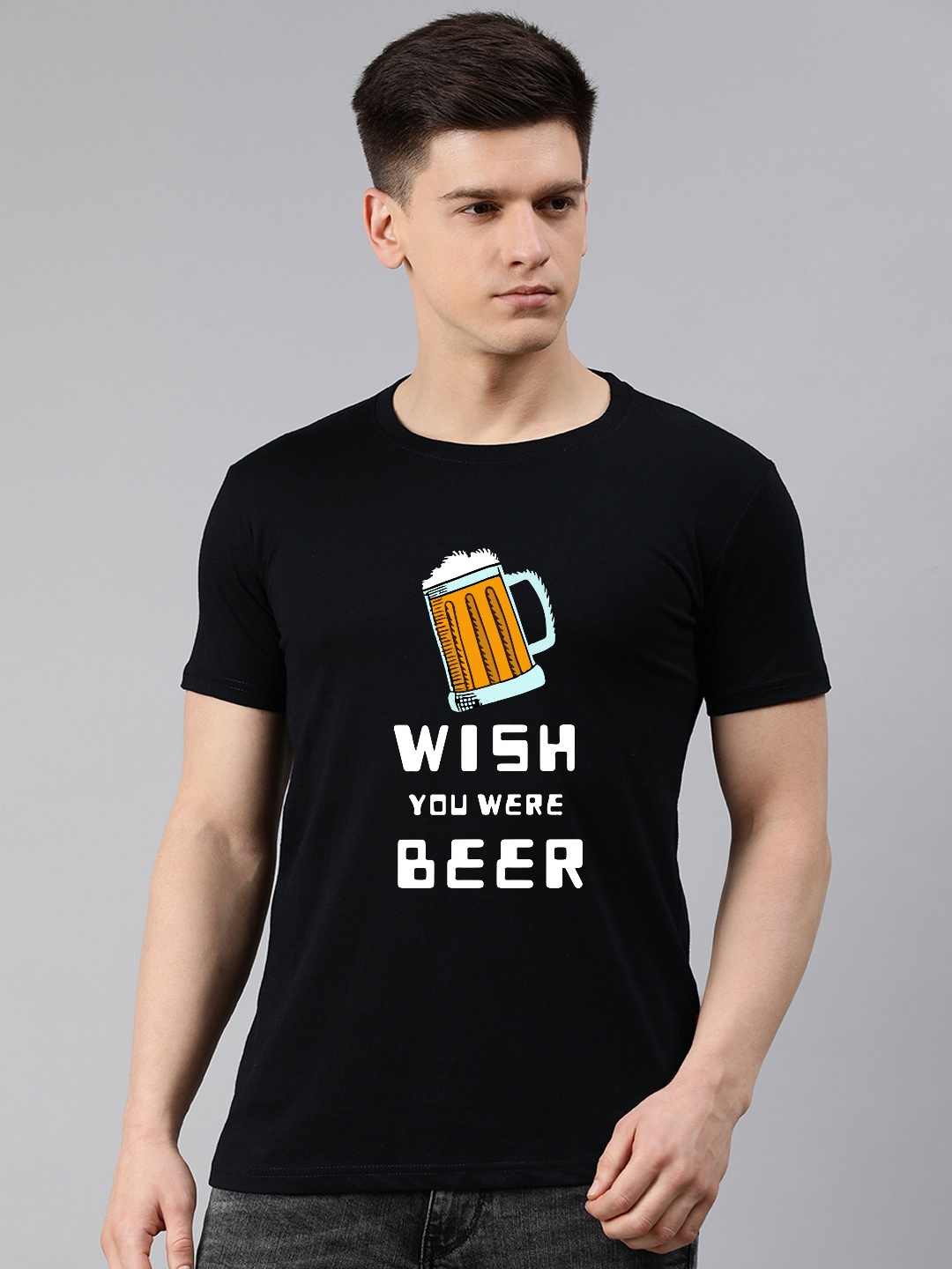 

UNSULLY Men Black Typography Printed Dri-FIT Applique T-shirt