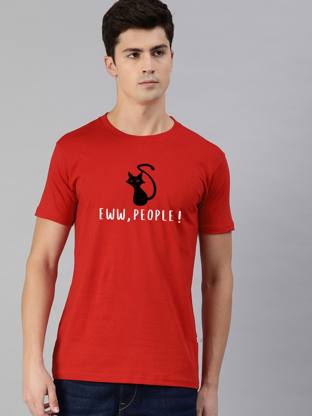 

UNSULLY Men Red Typography Printed Dri-FIT Applique T-shirt