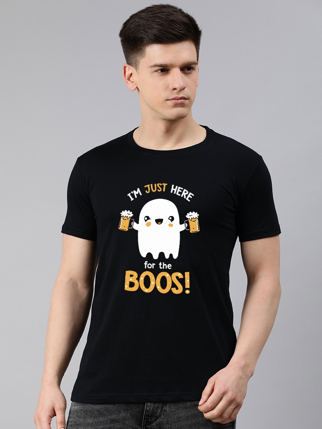 

UNSULLY Men Black Typography Printed Dri-FIT Applique T-shirt