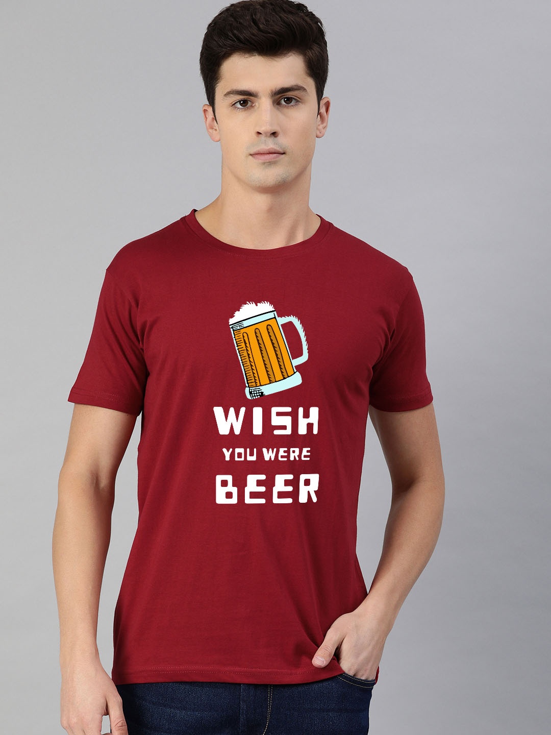 

UNSULLY Men Red Printed Dri-FIT Applique T-shirt