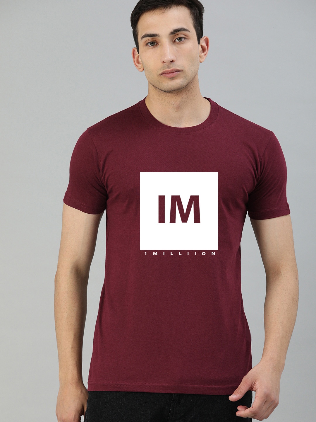 

UNSULLY Men Maroon Typography Printed Dri-FIT Applique T-shirt