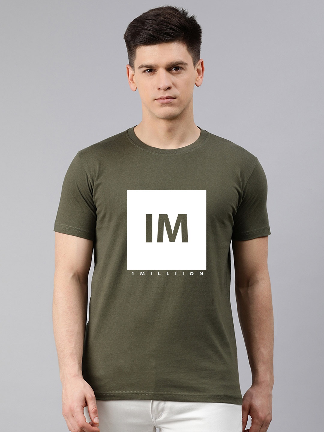 

UNSULLY Men Olive Green Typography Printed Dri-FIT Applique T-shirt