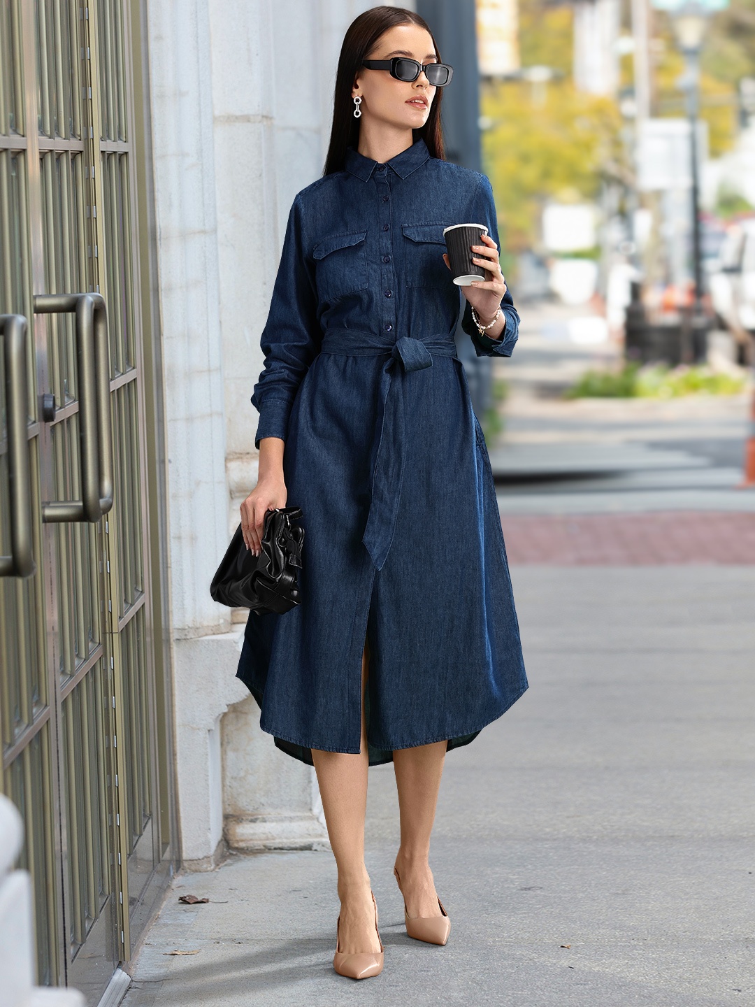 

Van Heusen Woman Navy Blue Shirt Midi Dress