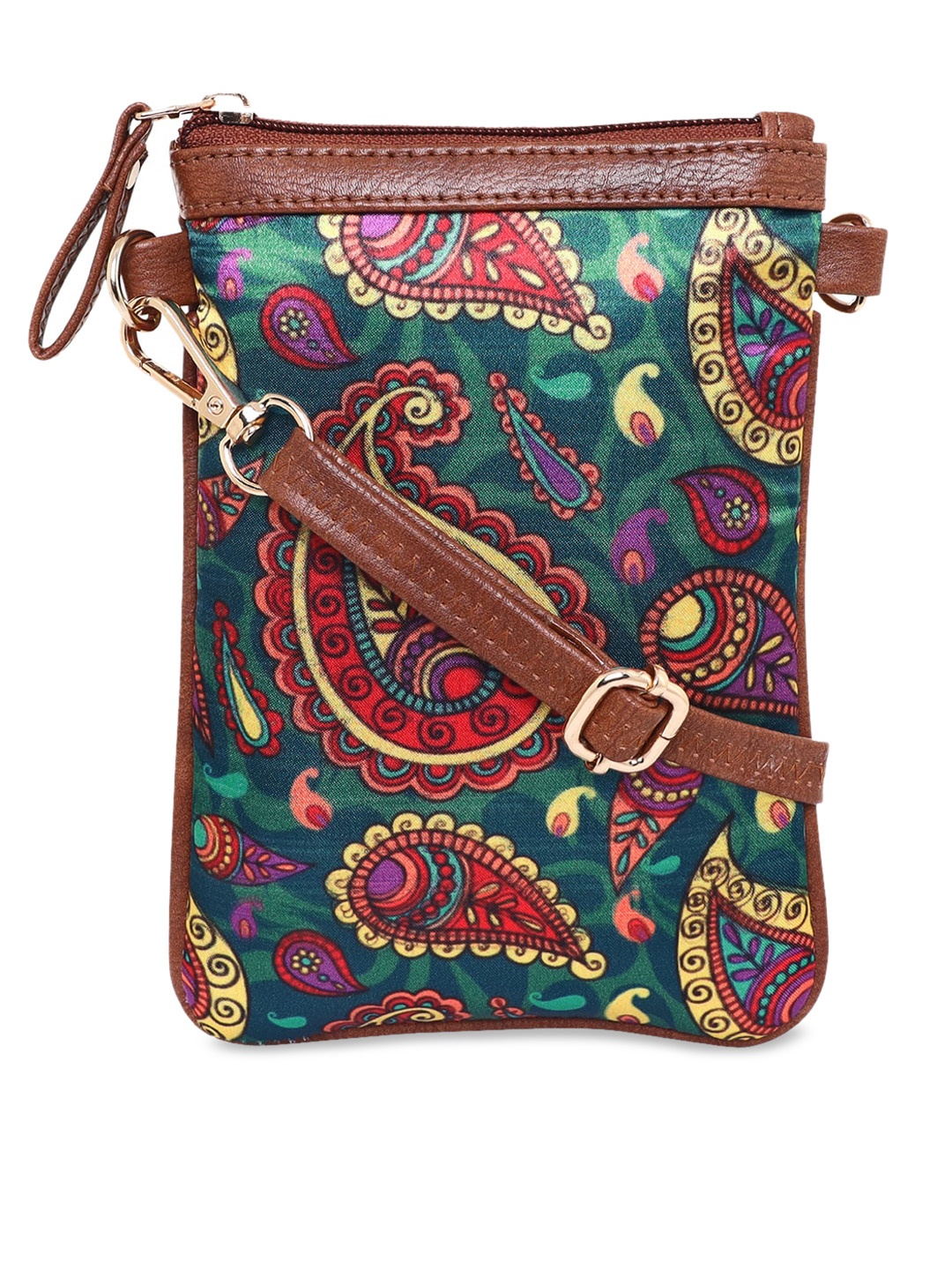 

Sabhyata Multicoloured Ethnic Motifs Printed PU Structured Sling Bag, Multi