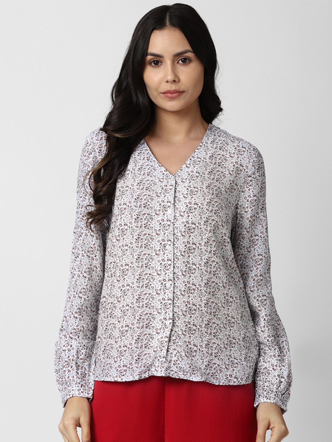 

Van Heusen Woman Grey Print Top