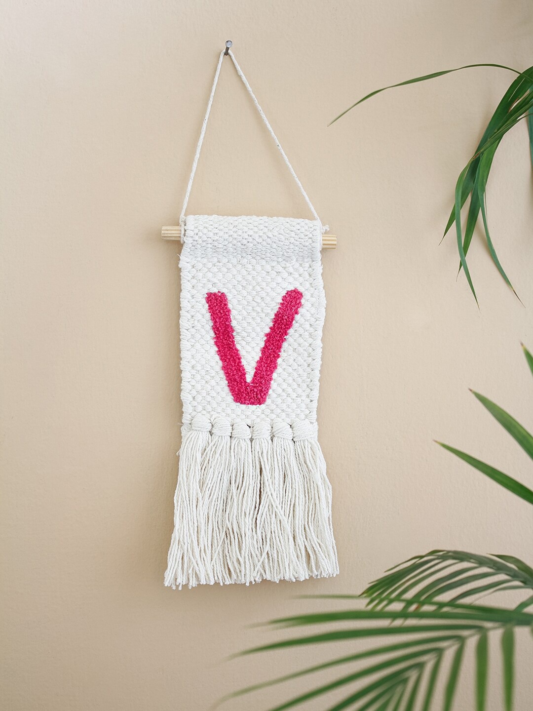 

The Wishing Chair Off White & Pink Solid Monogram Wall Decor