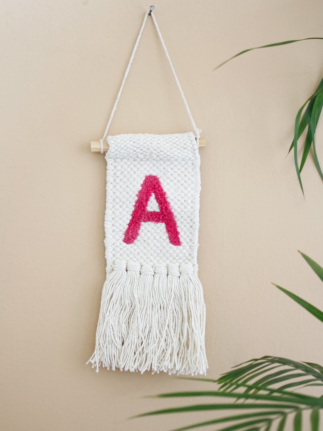 

The Wishing Chair Off White & Pink Solid Monogram Wall Decor