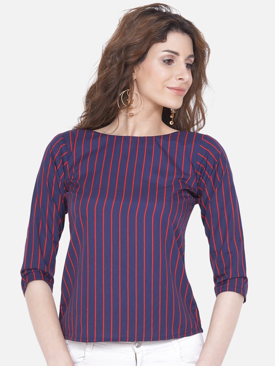 

Akshatani Blue Striped Crepe Top