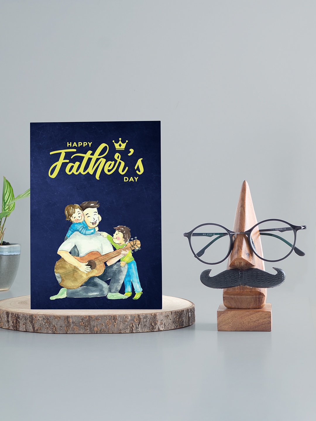 

Golden Peacock Men Navy Blue Father's Day Greeting Card With Handcrafted Eyeglass Holder