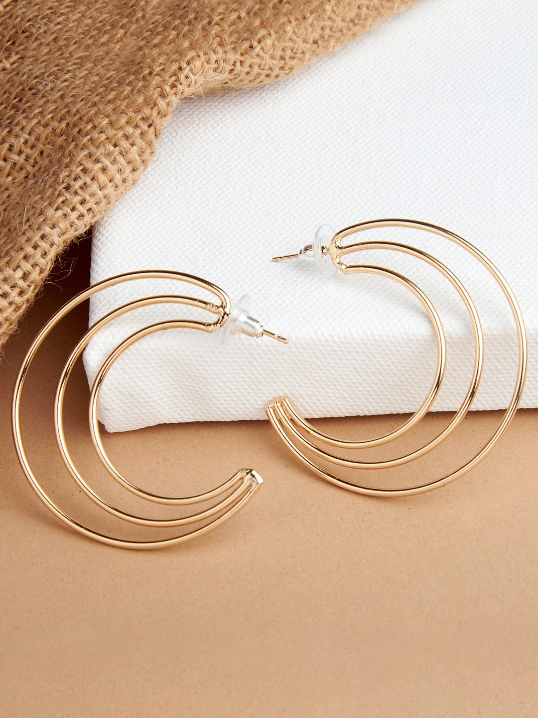 

ToniQ Gold-Toned Circular Half Hoop Earrings