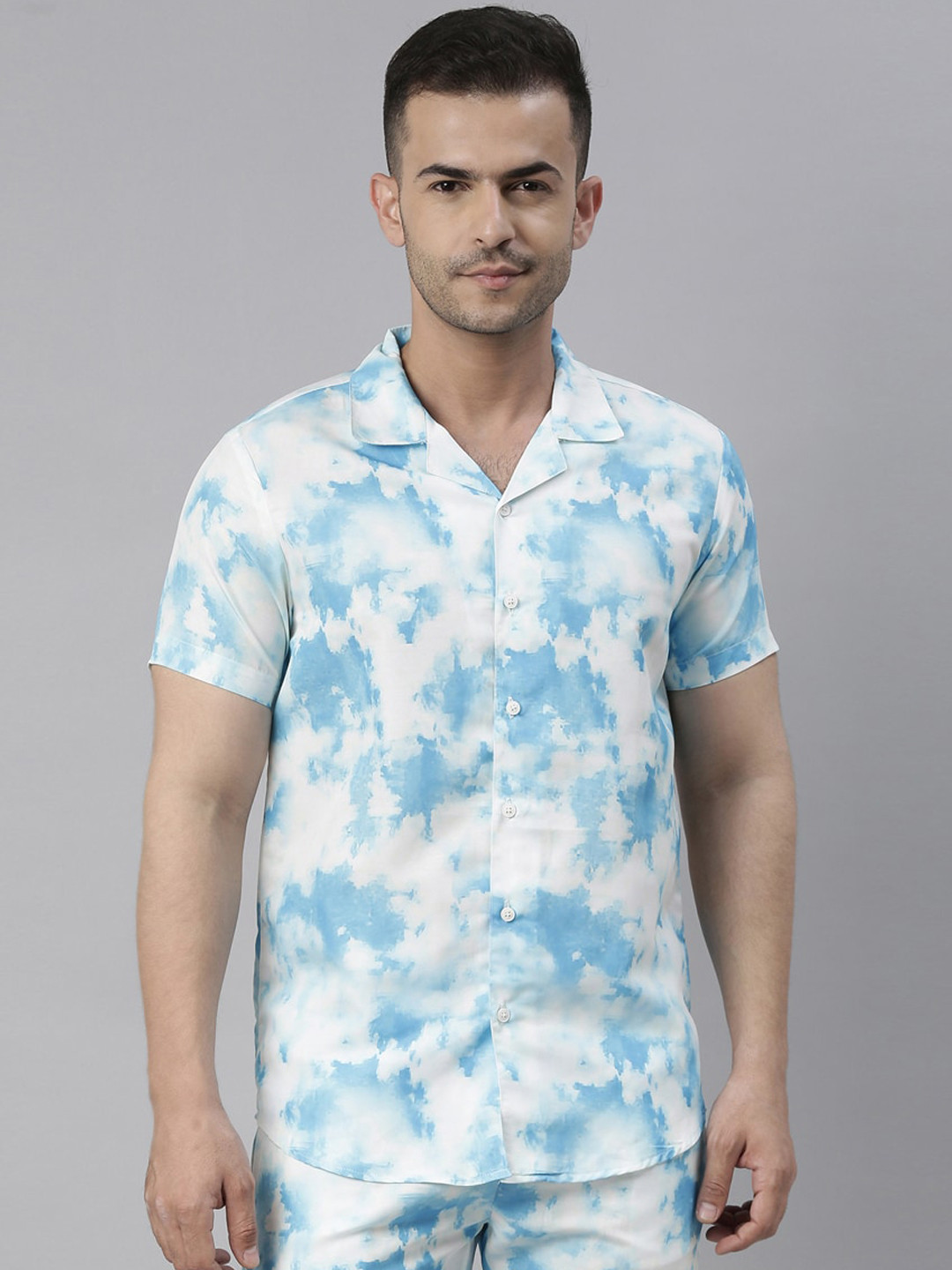 

Bushirt Men Blue & White Tie Dye Night suit