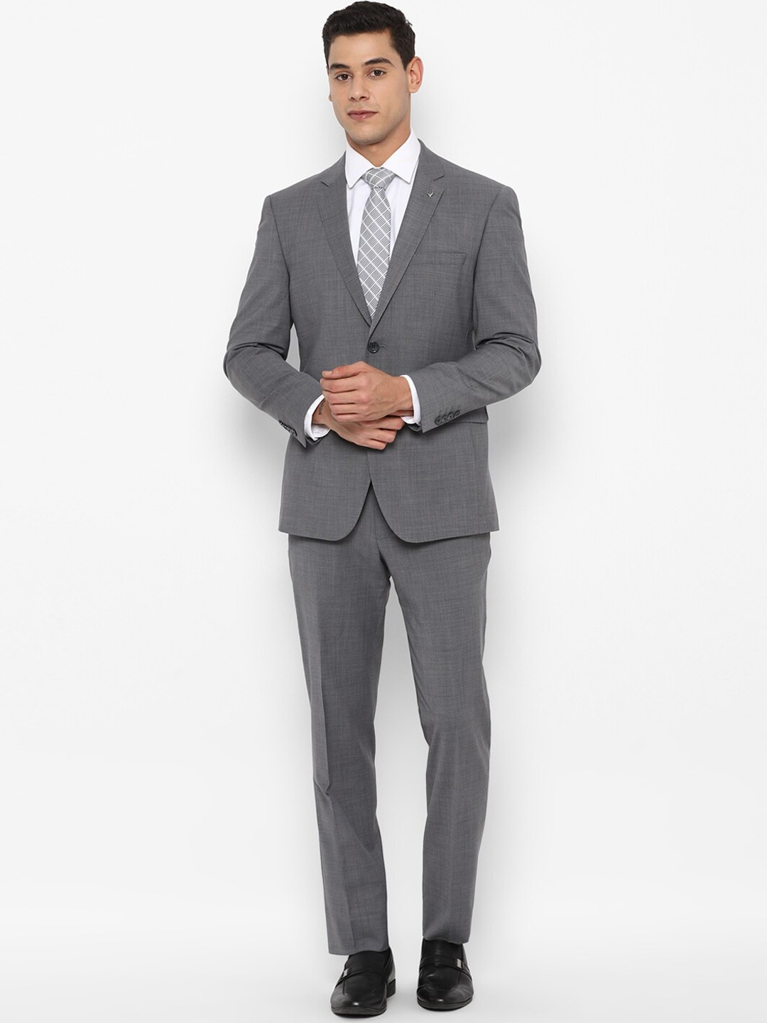 

Allen Solly Men Grey Self-Design Single-Breasted 2-Piece Suit