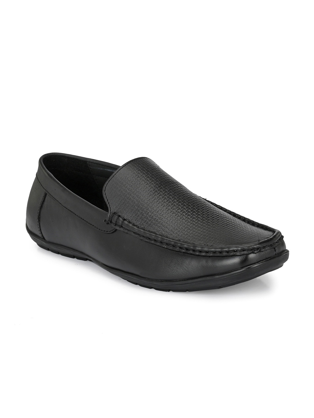 

Provogue Men Textured Leather Formal Slip-On Shoes, Black