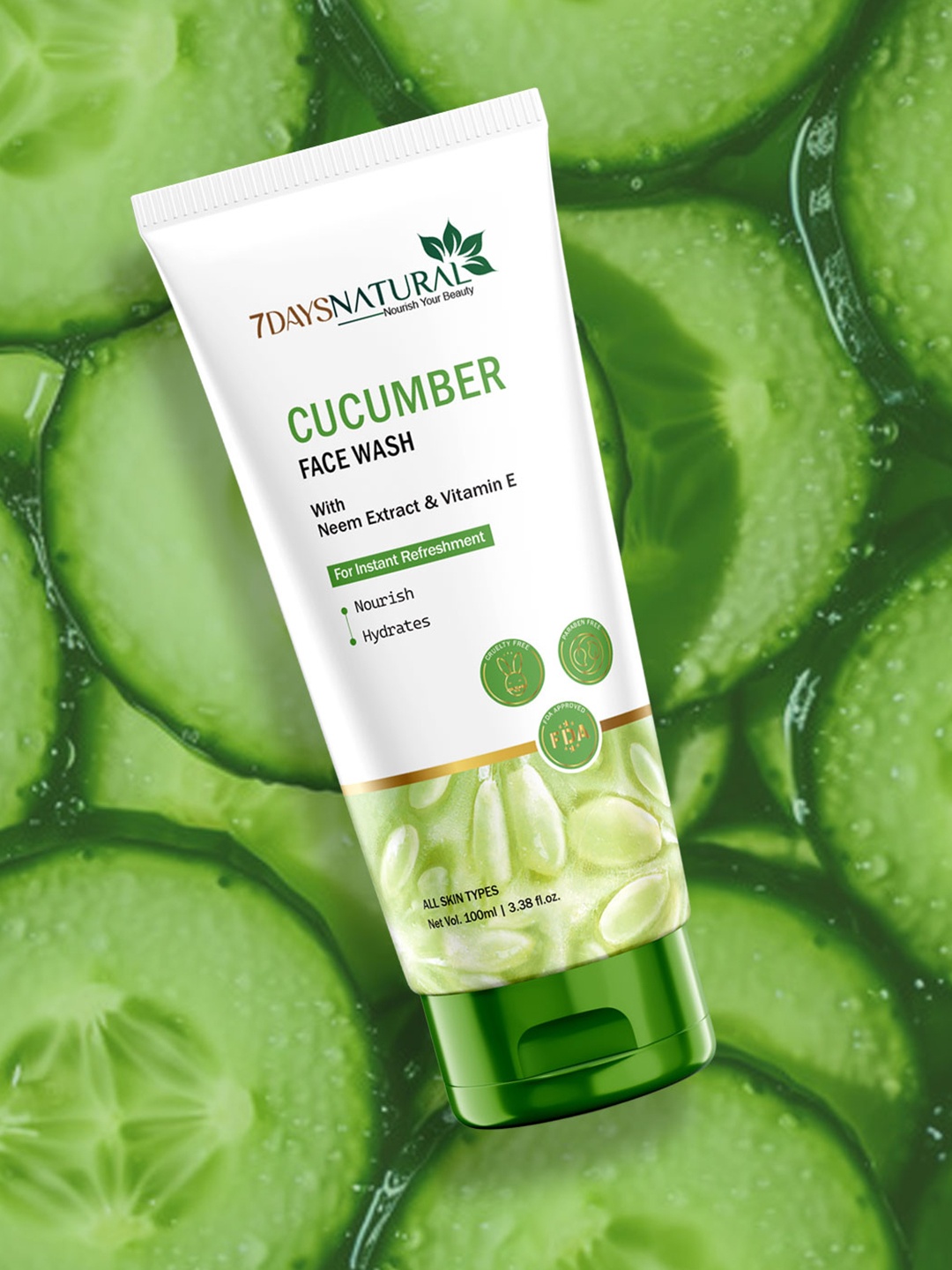 

7 DAYS Cucumber Face Wash - Fights Acne & Balances Skin pH - 100ml, White