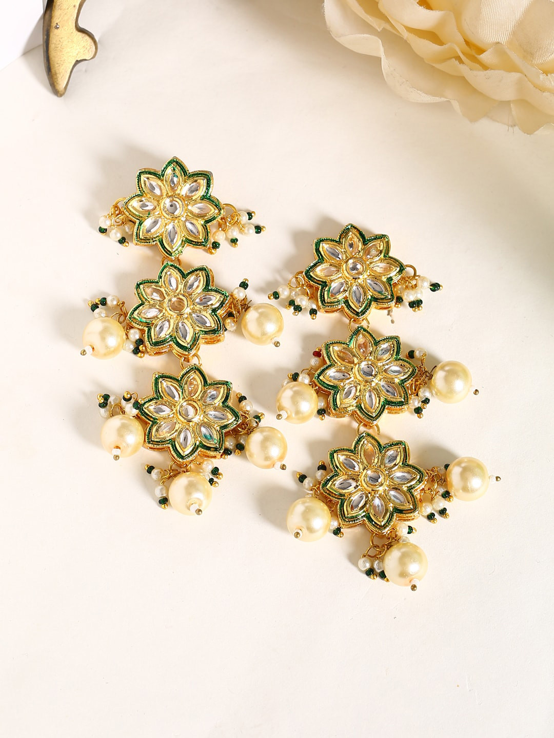 

Shoshaa Gold-Toned Floral Drop Earrings