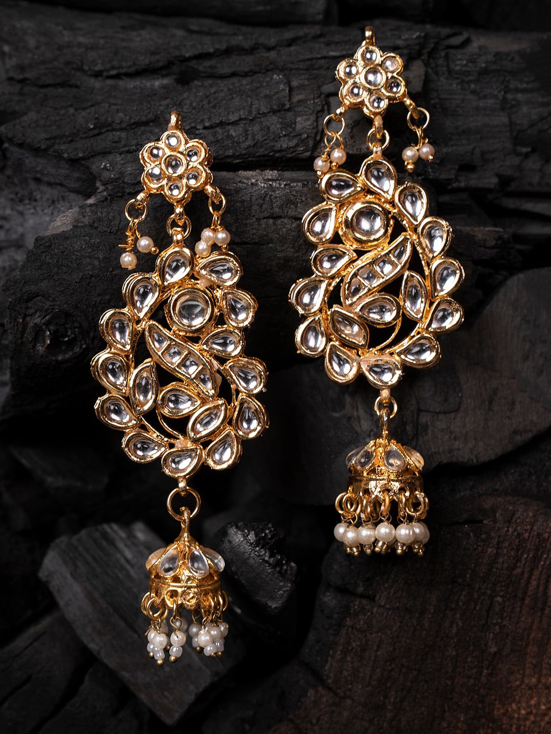 

Shoshaa Gold-Toned Classic Jhumkas Earrings