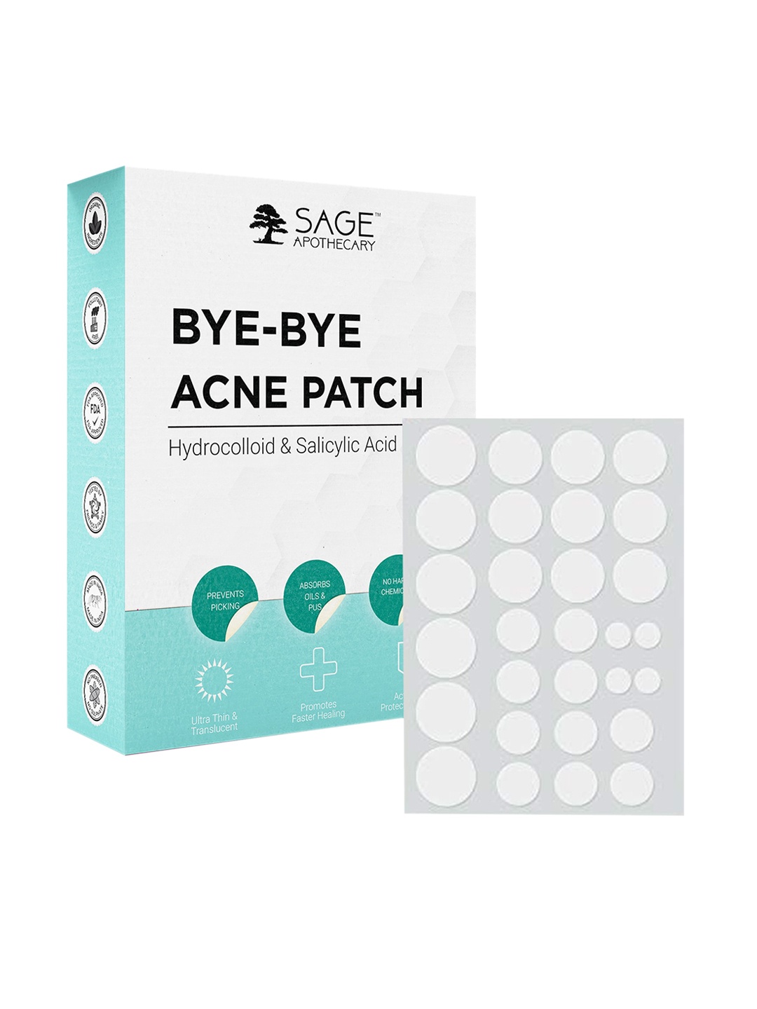 

SAGE APOTHECARY Bye-Bye Acne Patches with Hydrocolloid & Salicylic Acid - 36 Patches, White