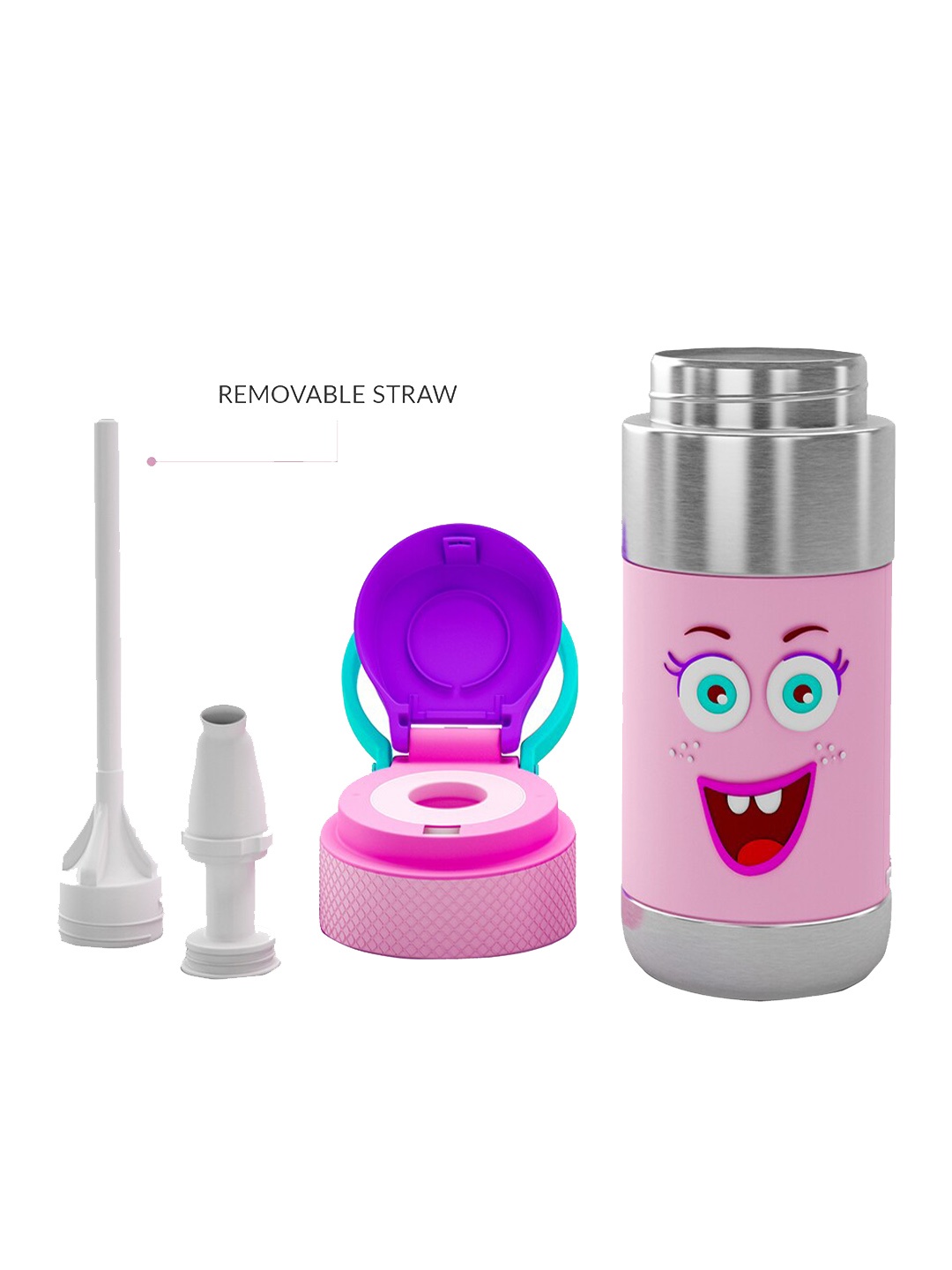 

Rabitat Pink Printed Stainless Steel Sipper Bottle