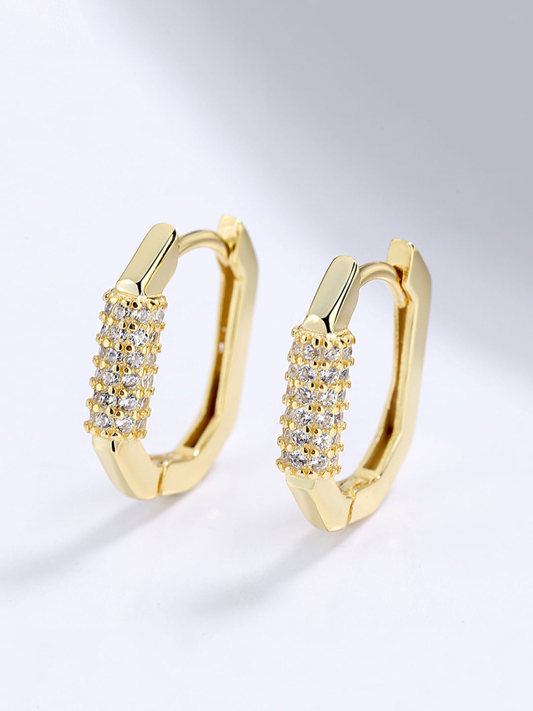 

Yellow Chimes Gold-Toned Contemporary Hoop Earrings