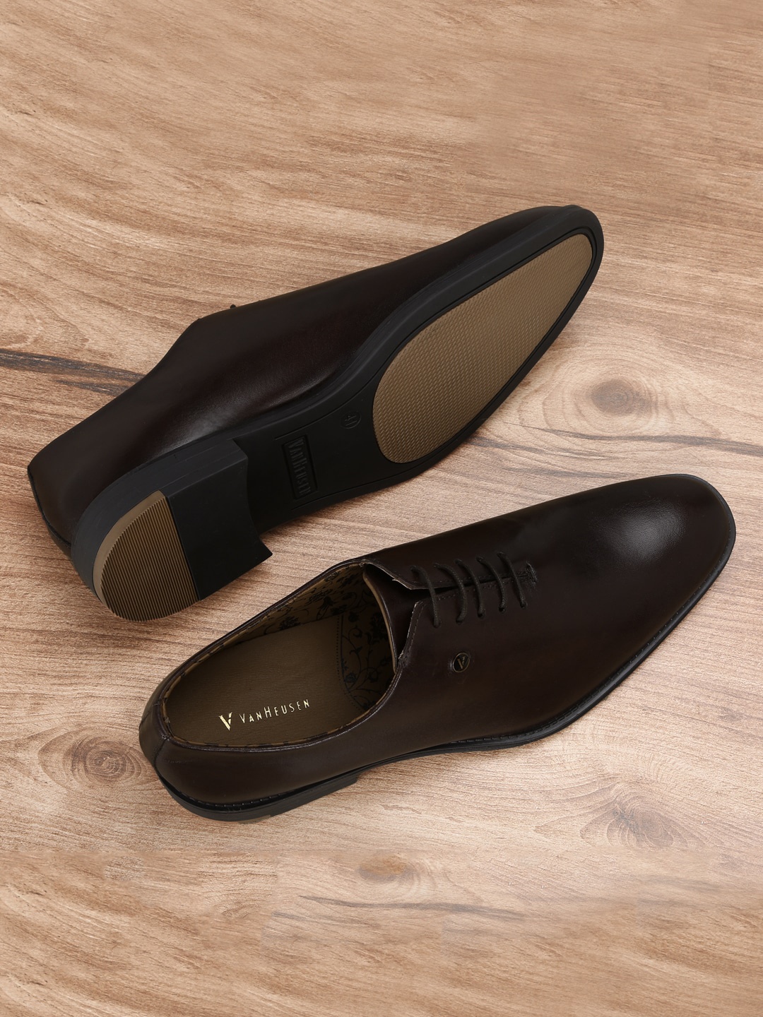 Van Heusen Men Brown Solid Leather Formal Oxford Shoes