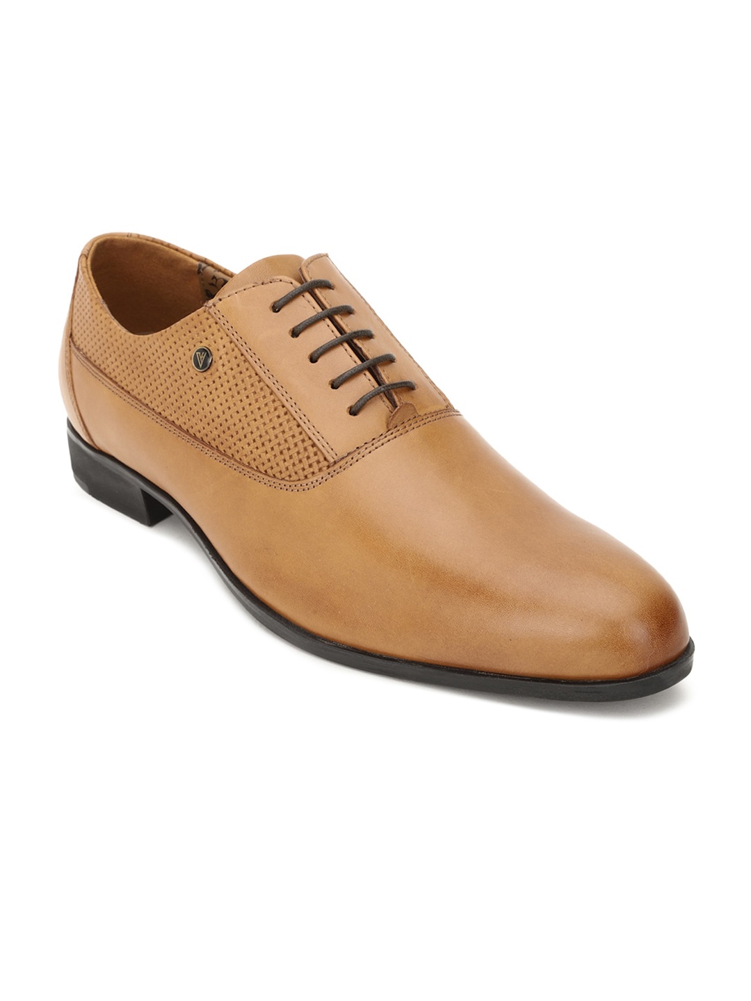 

Van Heusen Men Brown Textured Formal Oxfords