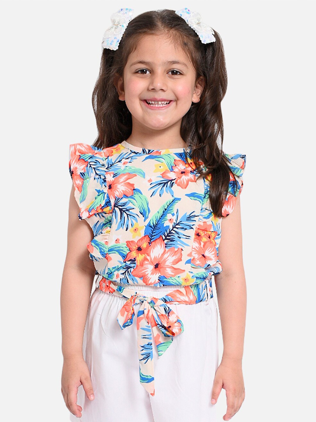 

Nauti Nati Girls Multicoloured Printed Top with Shorts, Multi