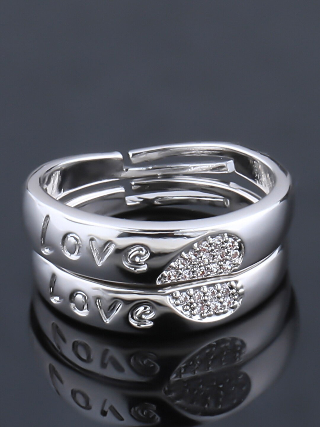 

Silver Shine Unisex Silver-Plated couple Ring set