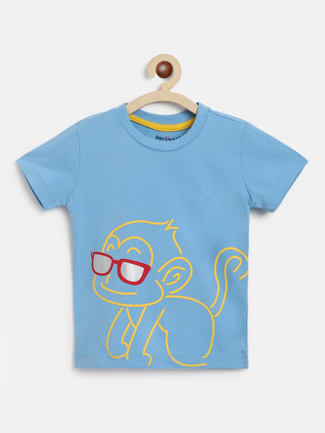 

Nauti Nati Boys Blue Sports Printed Raw Edge T-shirt