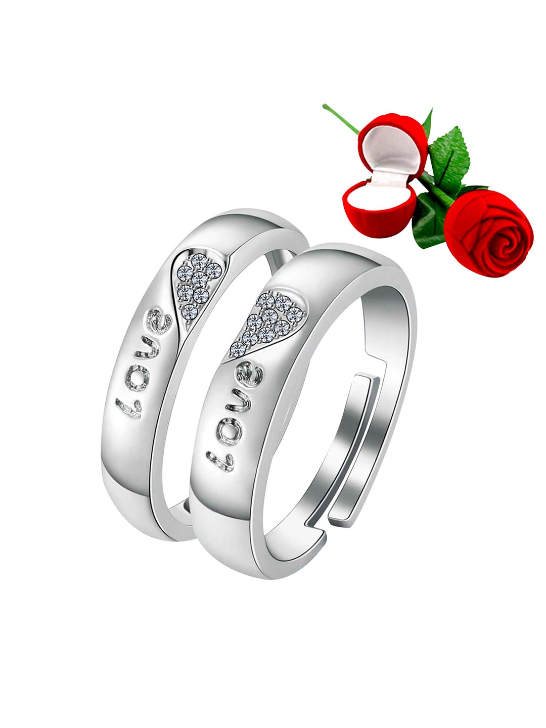 

Silver Shine Unisex Silver-Plated couple Ring set