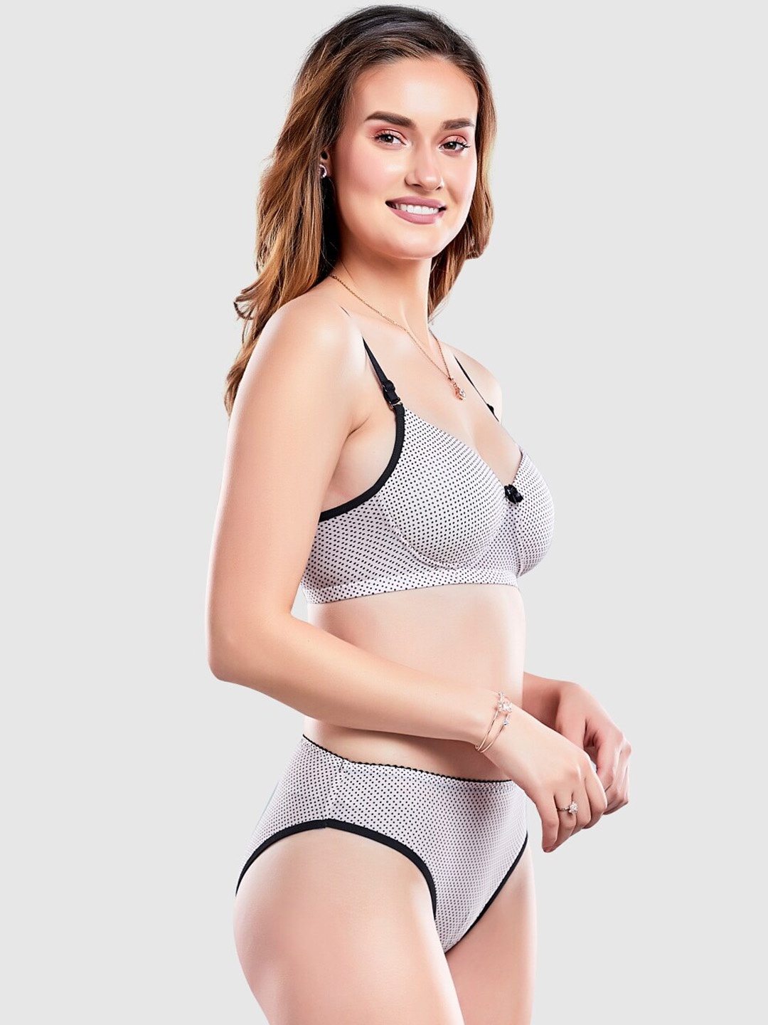 

Lady Love Women White & Black Printed Lingerie Set