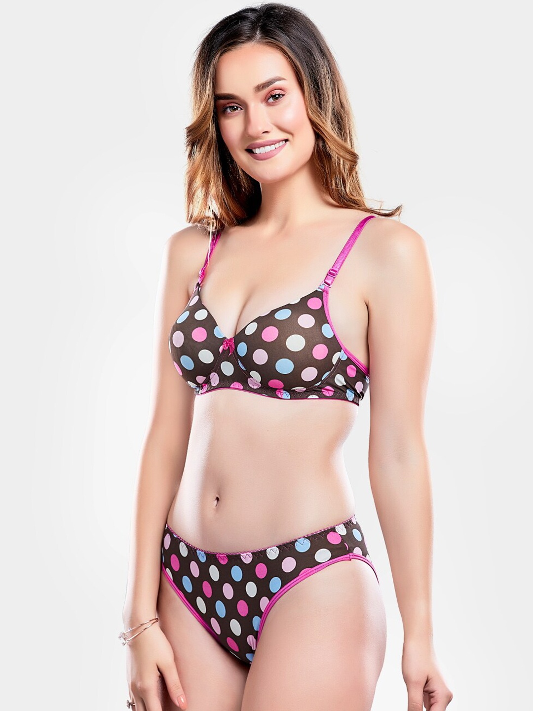 

Lady Love Women Black & Pink Printed Lingerie Set