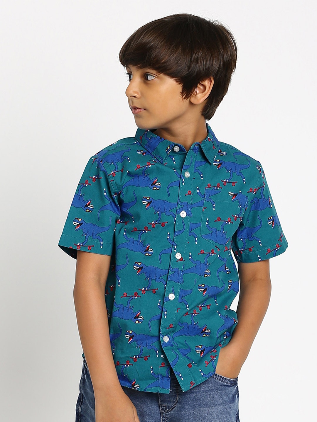 

MANET Boys Blue Classic Printed Casual Shirt