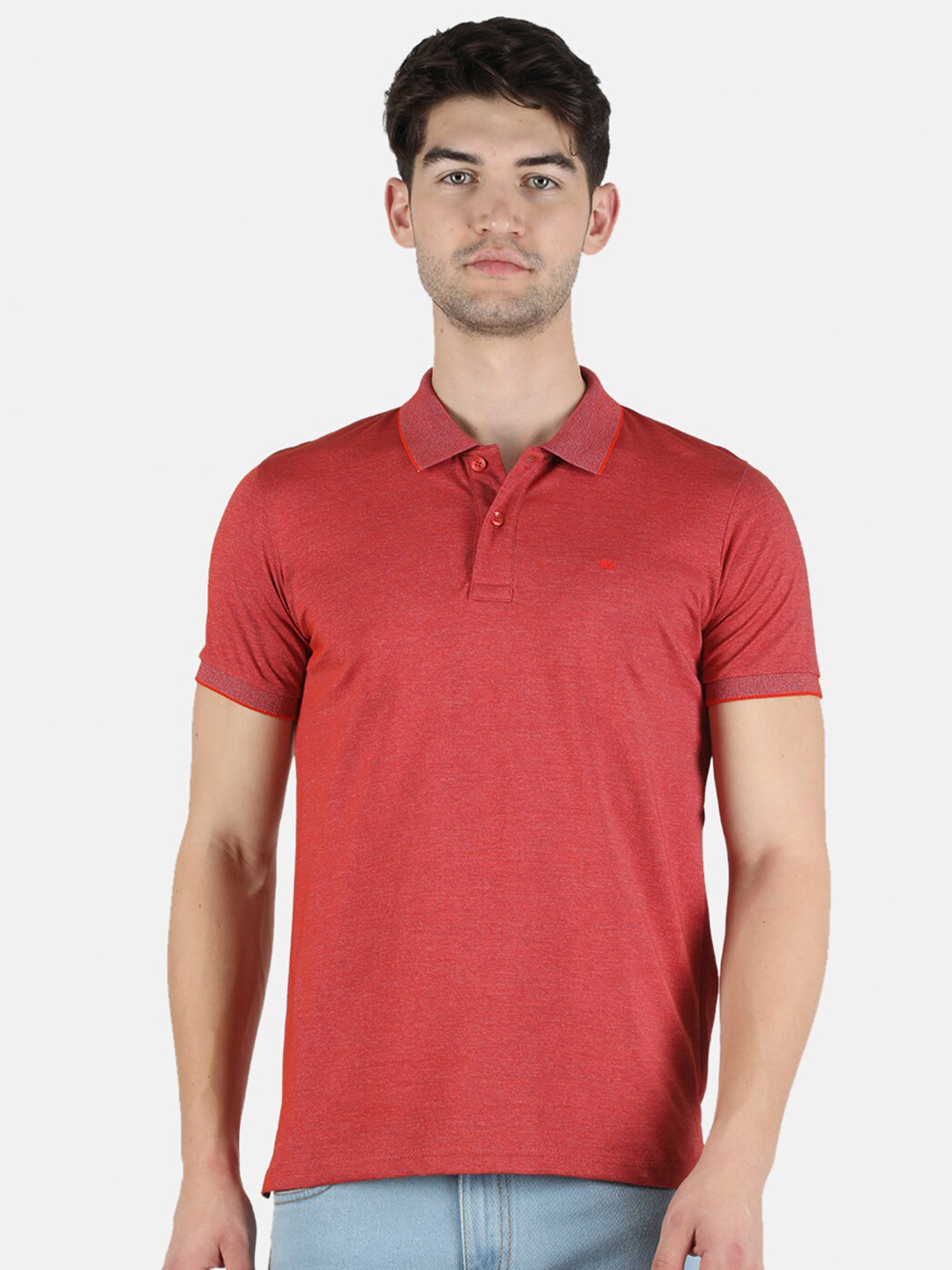 

Monte Carlo Men Rust Polo Collar Applique T-shirt