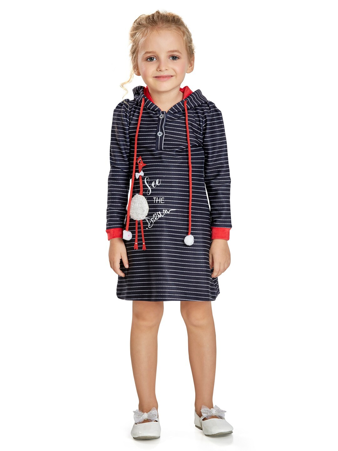 

Peppermint Navy Blue Checked Chiffon A-Line Dress