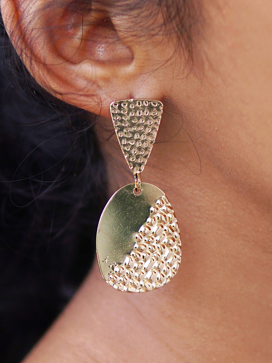 

Ayesha Gold-Toned Contemporary Textured Bold Earrings