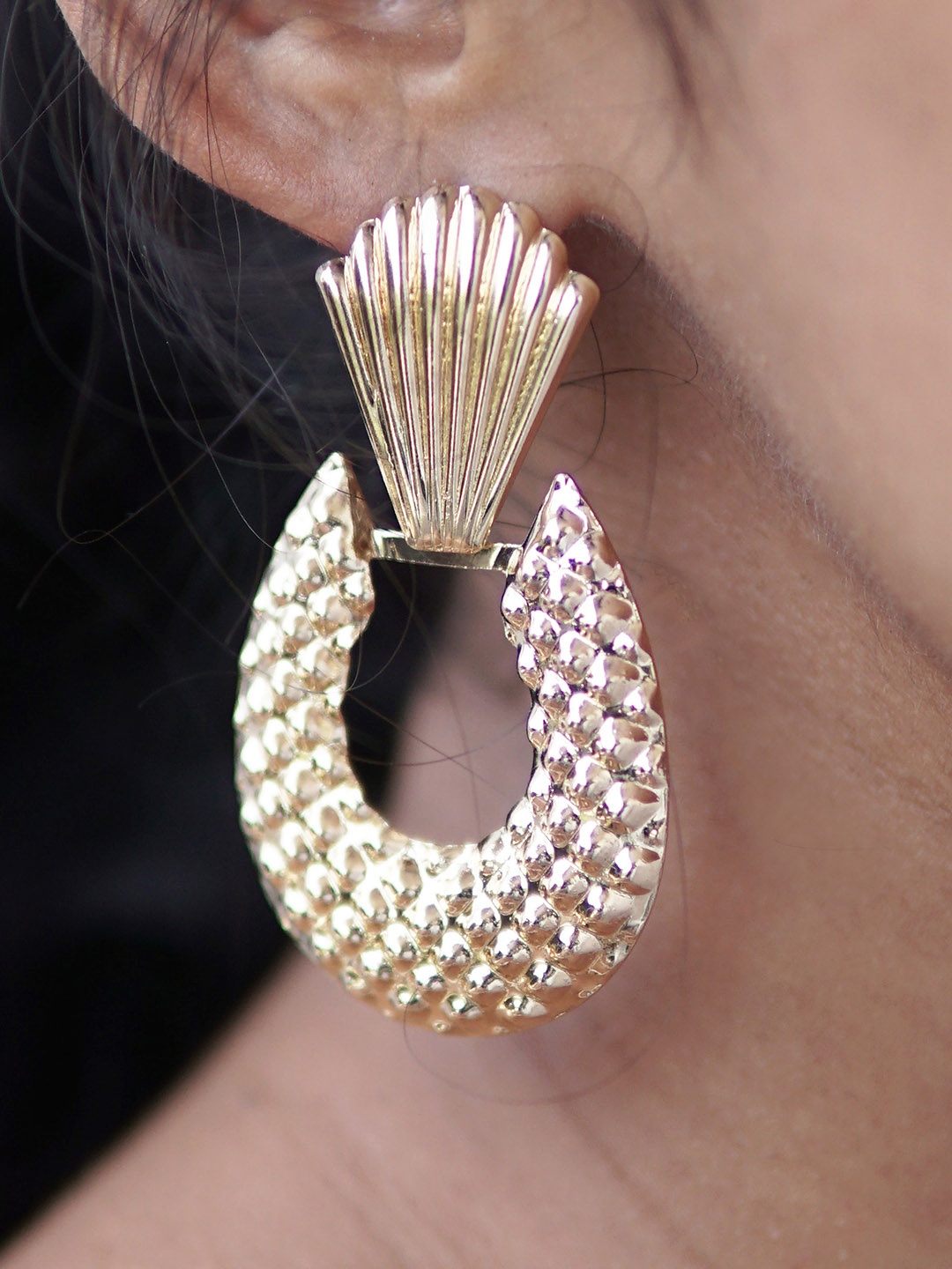 

Ayesha Textured Bold Gold Earrings