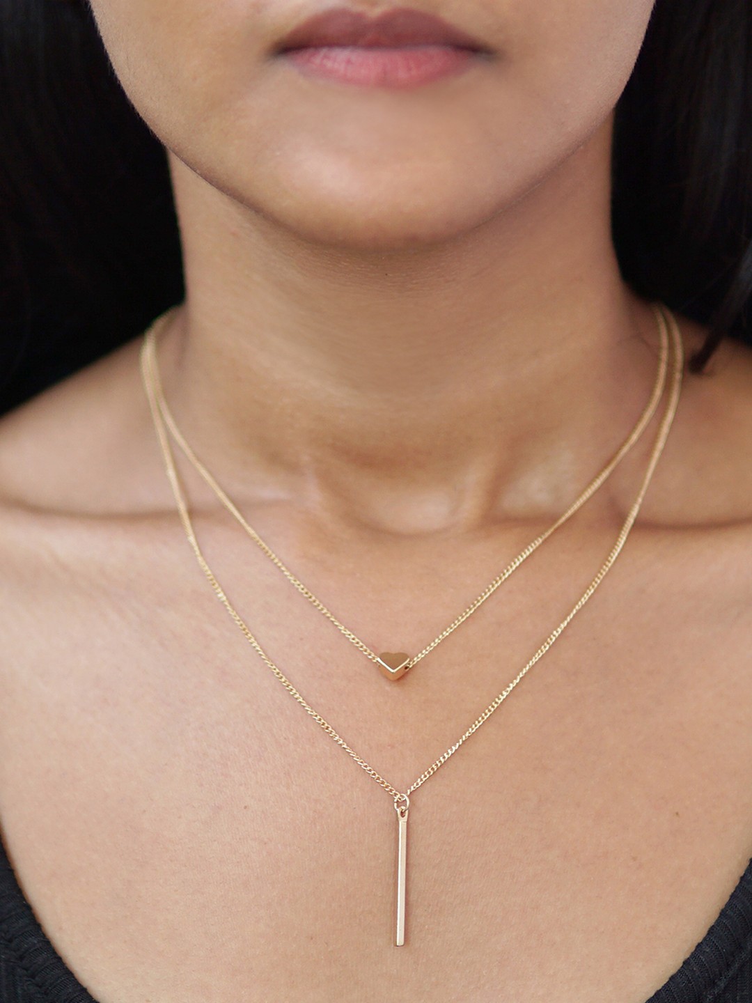 

Ayesha Gold-Plated Heart & Bar Layered Necklace