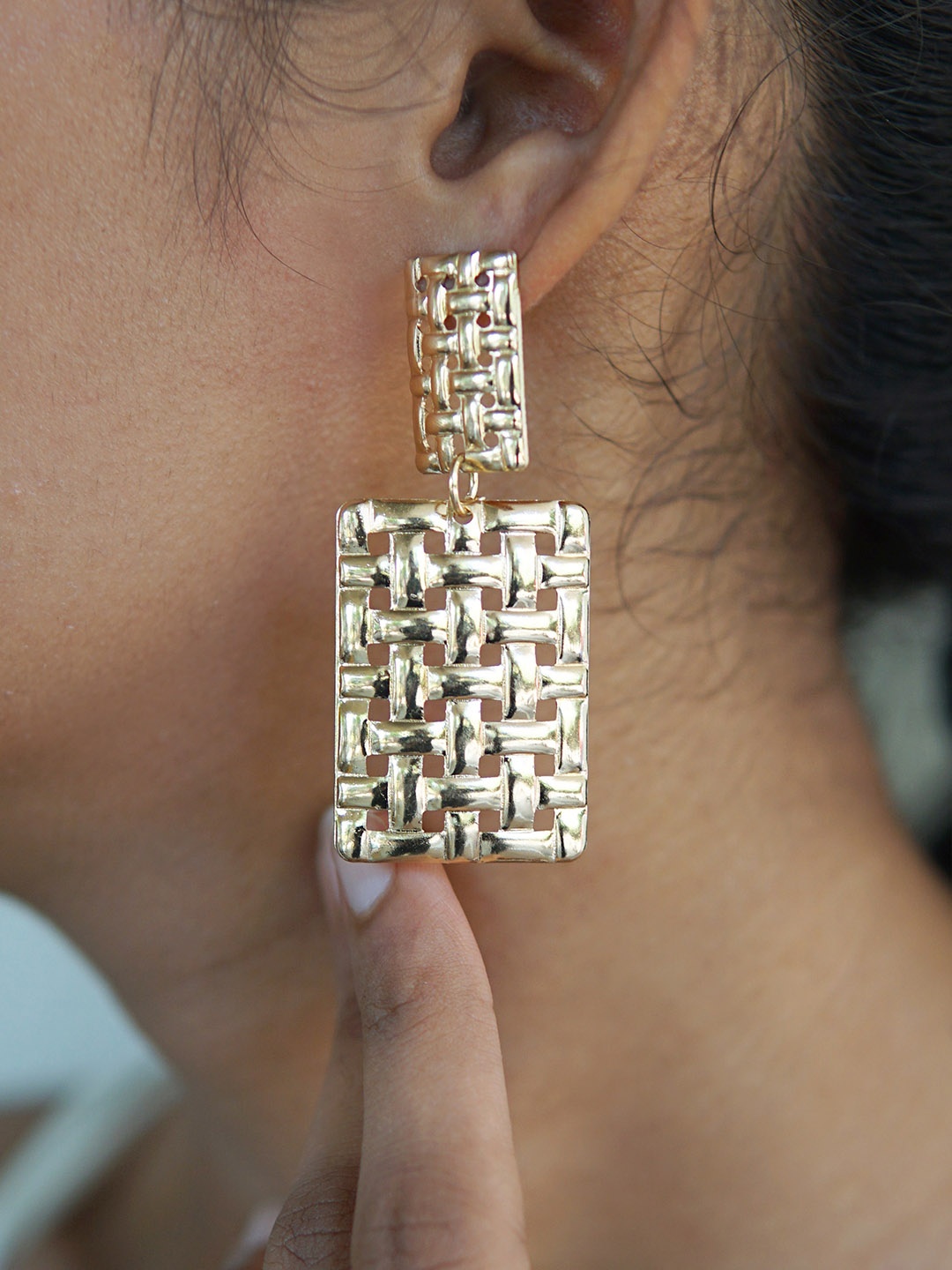 

Ayesha Gold-Toned Contemporary Textured Bold Earrings
