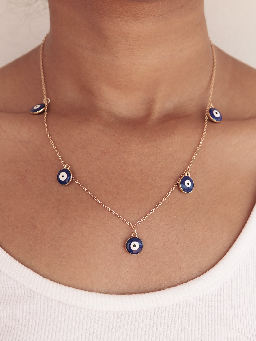 

Ayesha Evil Eye Charm Necklace, Gold