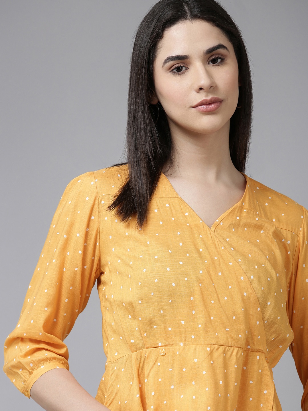 

Van Heusen Woman Polka Dot Wrap Formal Top, Yellow