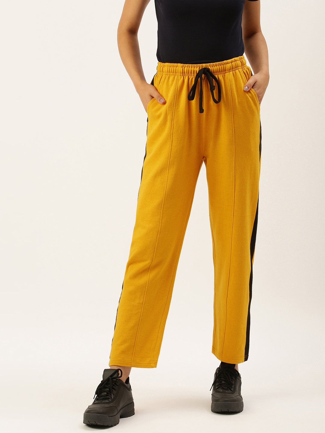 

ARISE Women Mustard Yellow Side Stripe Detail Track Pant