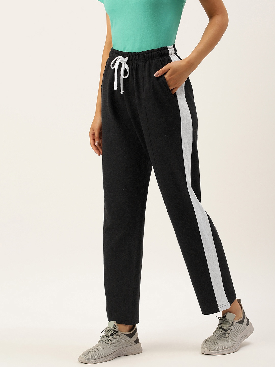 

ARISE Women Black Side Stripe Detail Track Pant