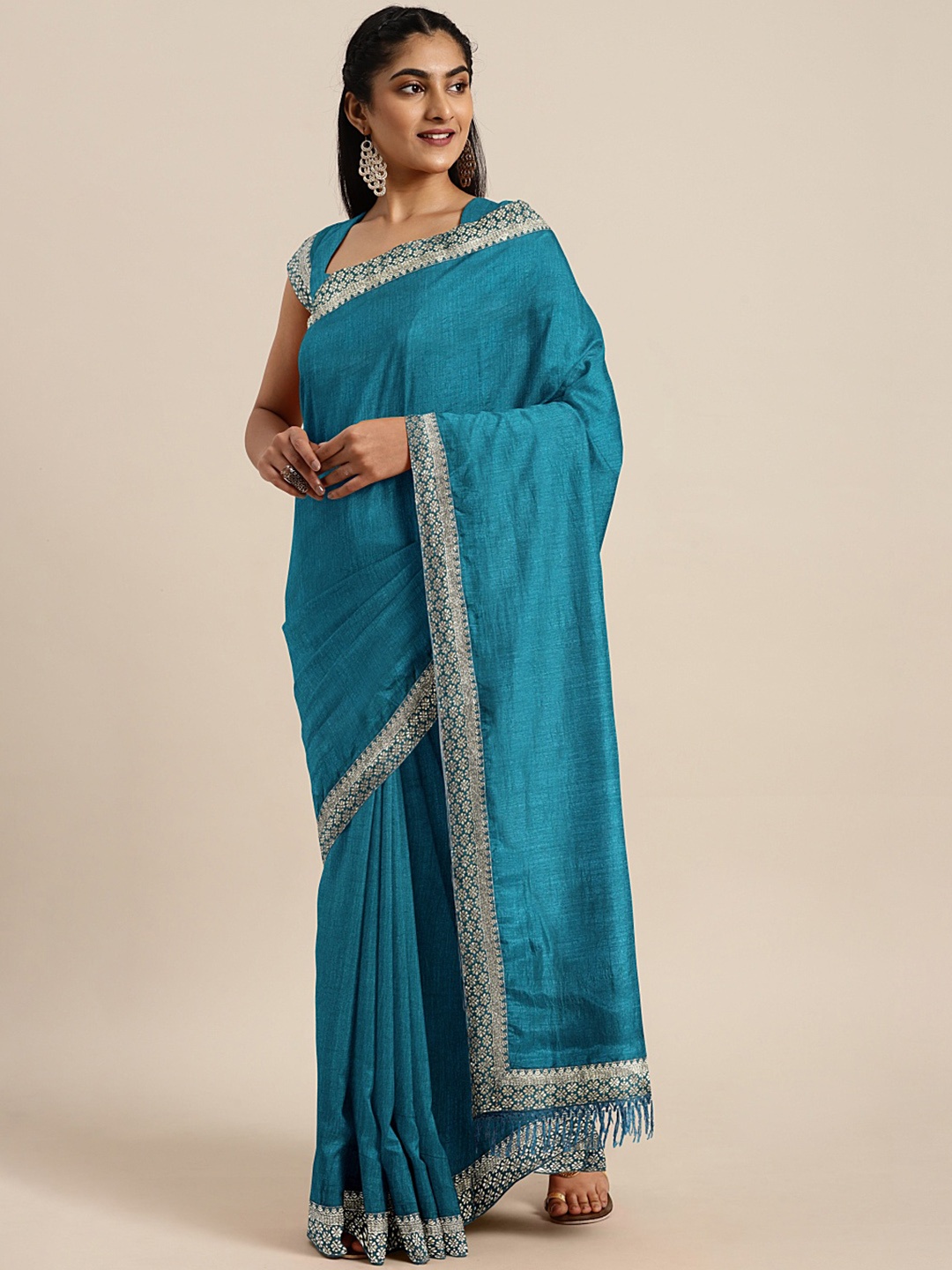 

KALINI Teal Blue Art Silk Saree