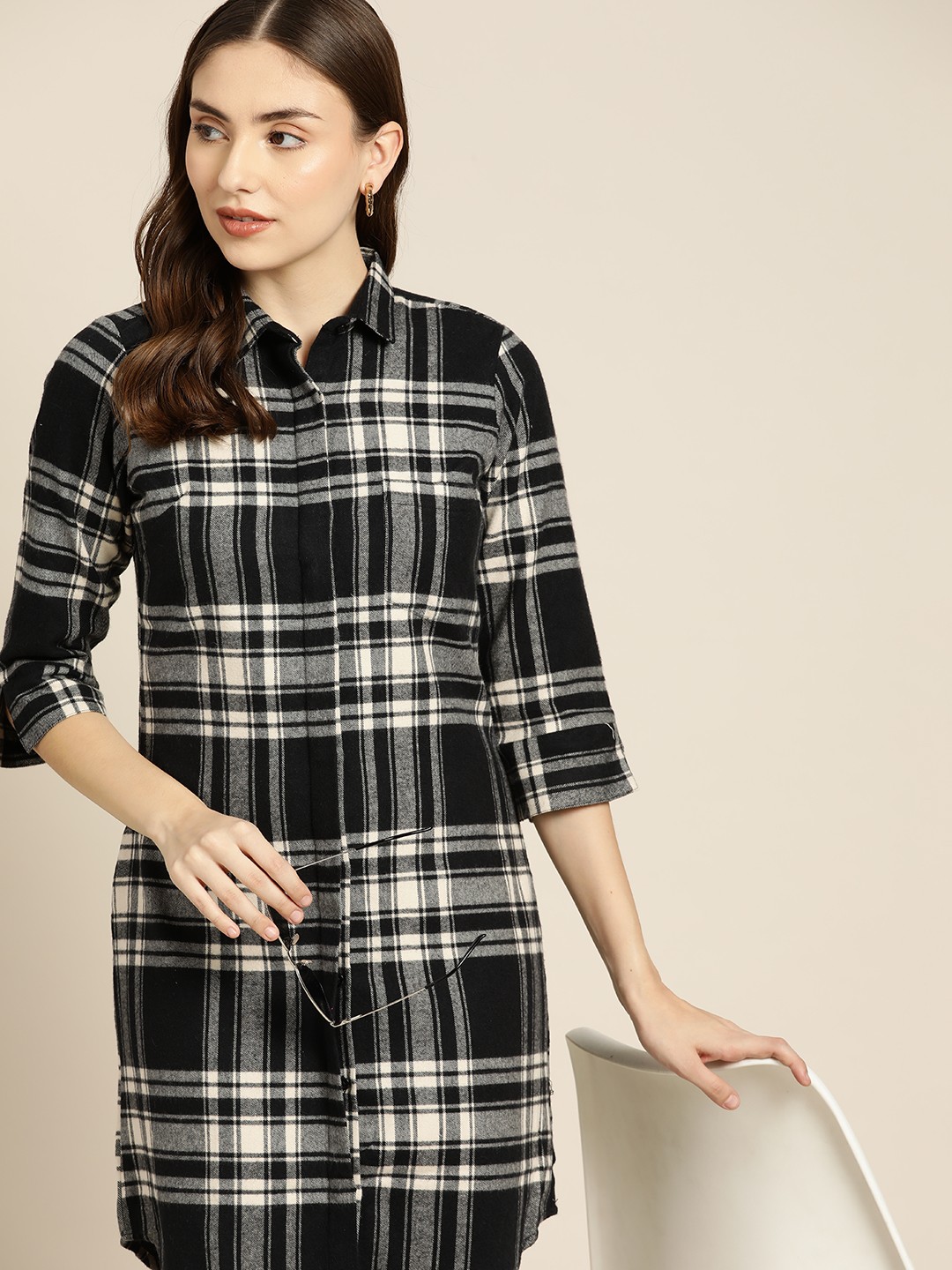 

Hancock Black & White Checked Formal Shirt Dress