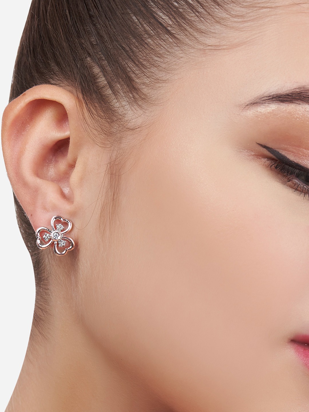 

AMI Rose Gold Floral Studs Earrings