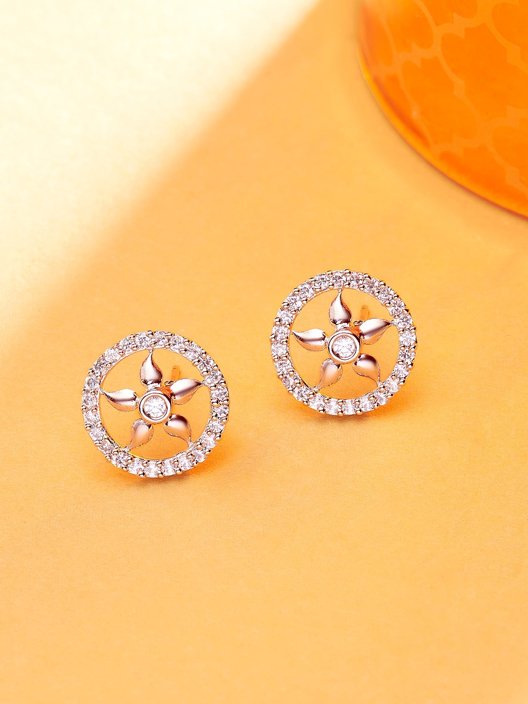 

AMI Rose Gold Floral Studs Earrings