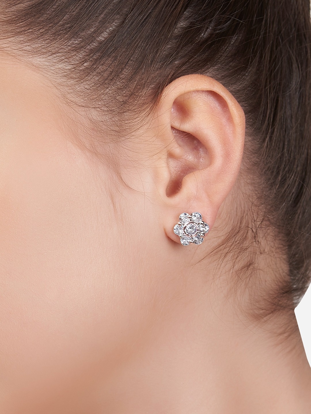 

AMI Rose Gold Floral Studs Earrings