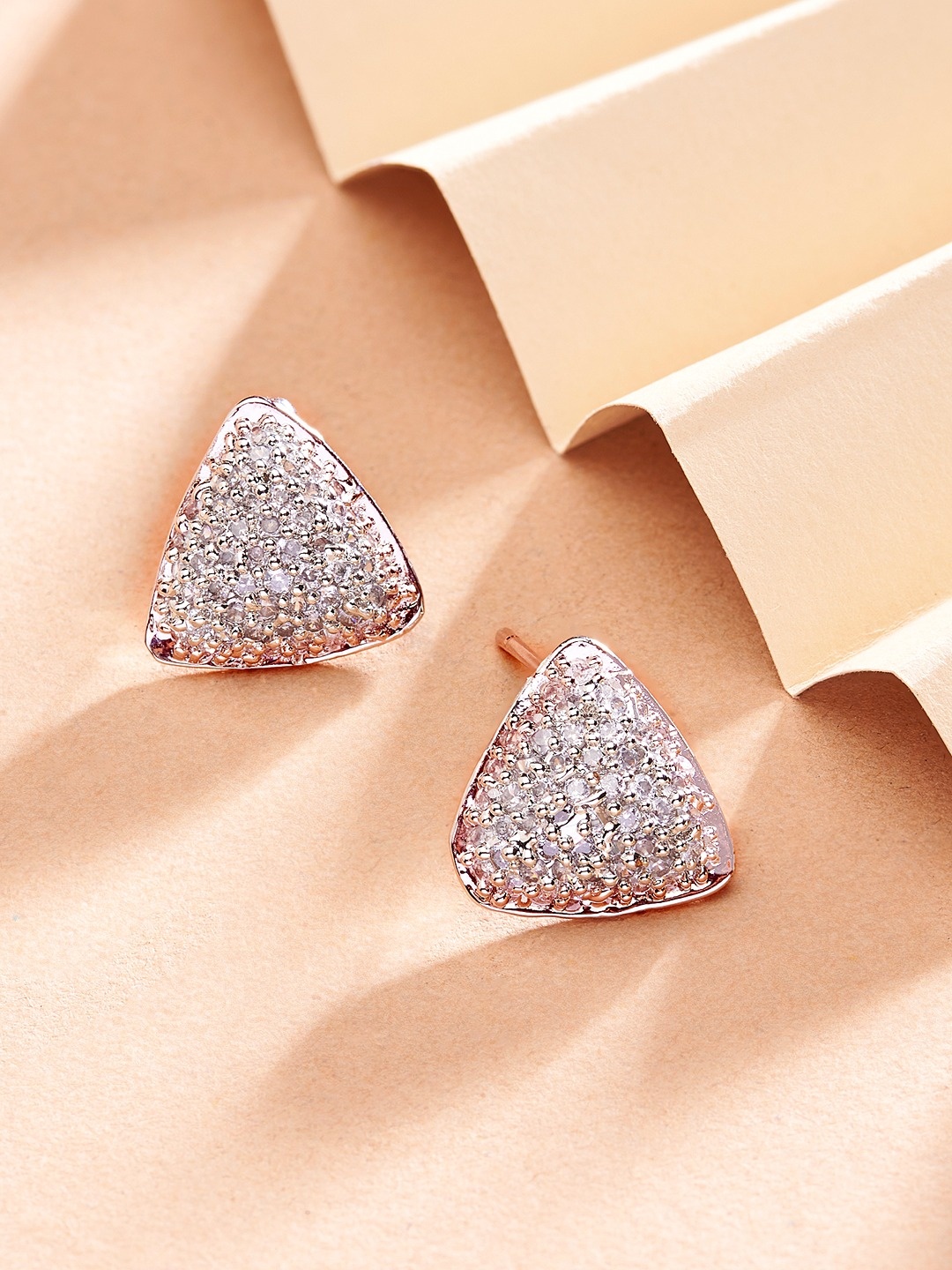 

AMI Rose Gold Triangular Studs Earrings