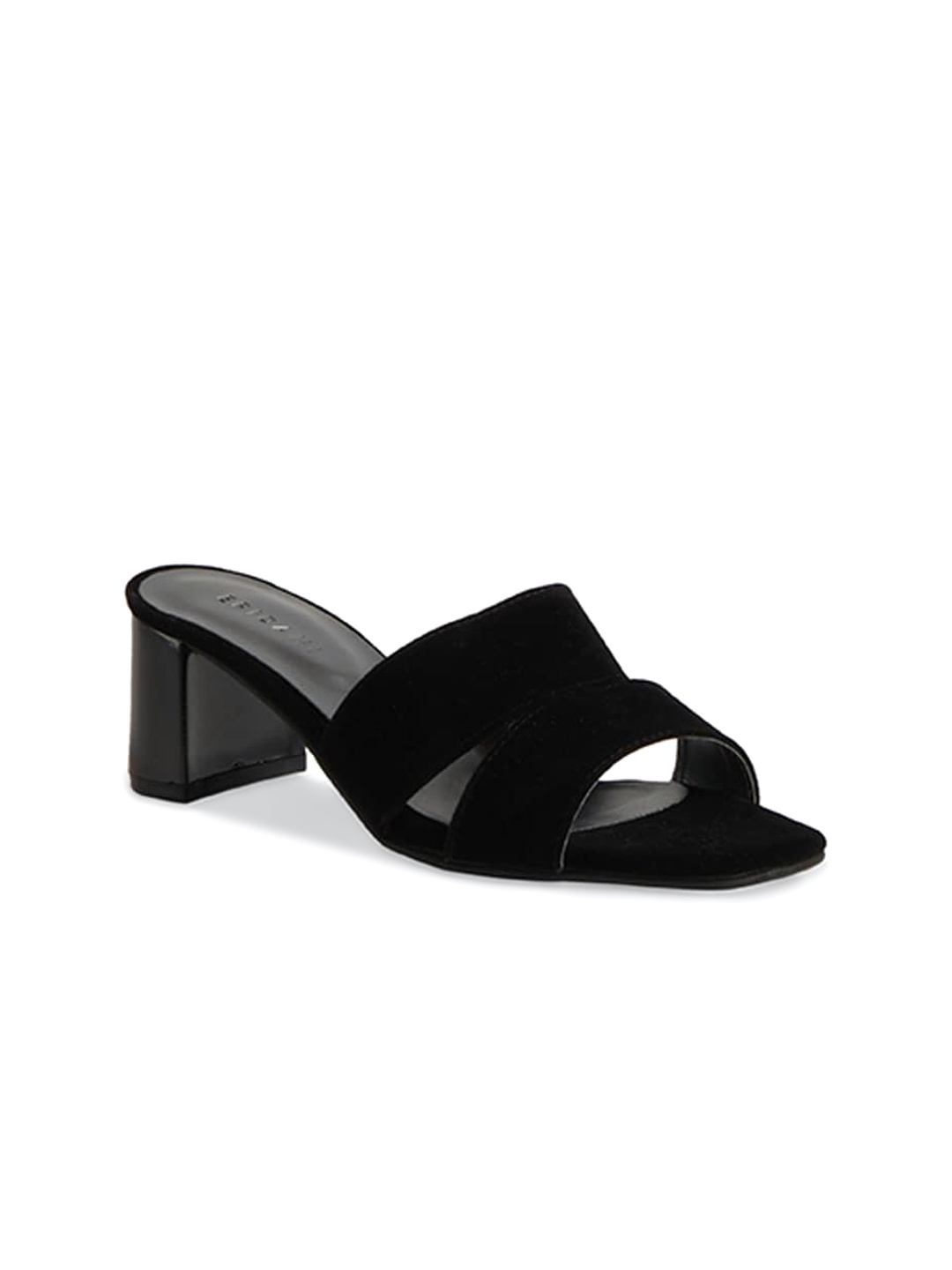 

ERIDANI Black Textured Block Mules